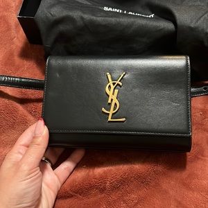 YSL black Calfskin Kate belt bag